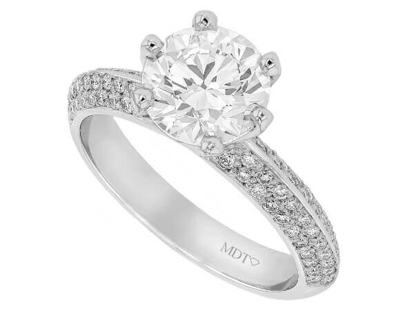 Platinum round Diamond 2ct Engagement Ring with Diamond Set Knife Edge Band C1248