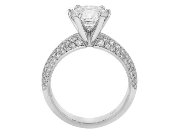 A 2ct Diamond Engagement Ring with Diamond Set Knife Edge Band C1248 with a brilliant cut diamond and a platinum band.