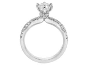A white gold engagement ring with a diamond set in the center.