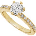 A Diamond Engagement Ring with Diamond Hidden Halo C1055 in yellow gold.