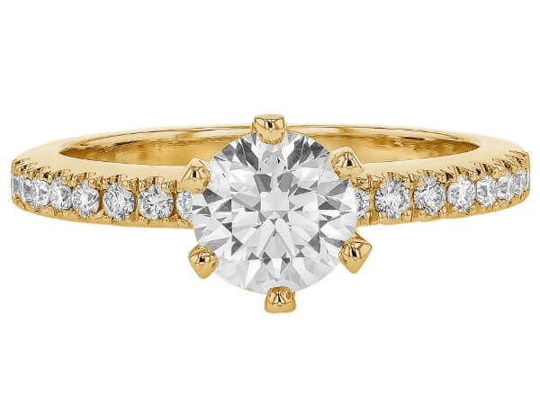 A Diamond Engagement Ring with Diamond Hidden Halo C1055, set in yellow gold.