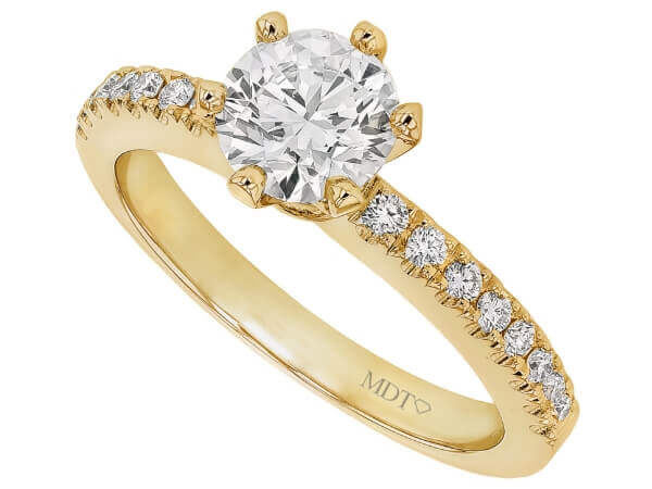A Diamond Engagement Ring with Diamond Hidden Halo C1055 in yellow gold.