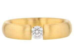 A Diamond Tension Set with Rounded Band and Emery Finish C015 ring with a diamond in the center and a rounded band.