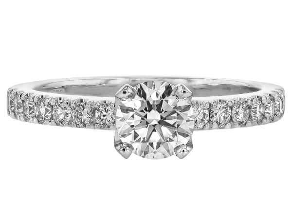 A white gold engagement ring with an oval diamond.