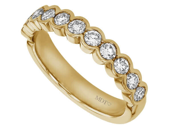 A Half Bezel Set Round Diamond Wedding Ring in yellow gold C273
