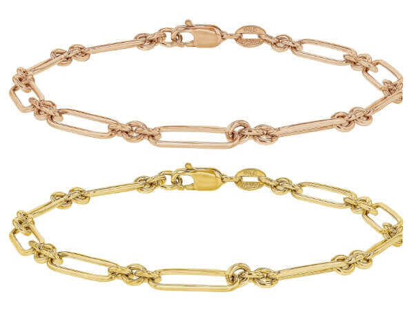 Marion's Marion Paperclip Gold Bracelet, resembling a paperclip design.