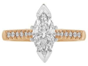 Marquise diamond engagement ring in rose gold.