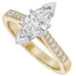 Yellow gold Marquise Diamond Engagement Ring with Side Diamonds C1063