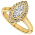 Marquise Diamond Halo Engagement Ring C1011 with a halo in yellow gold.