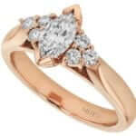 Marquise Diamond Trilogy Engagement Ring C1027 in 14k rose gold.