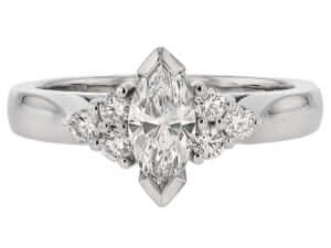 White Gold Marquise Diamond Trilogy Engagement Ring.