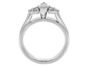 A White Gold engagement ring with Marquise Diamonds in the center.