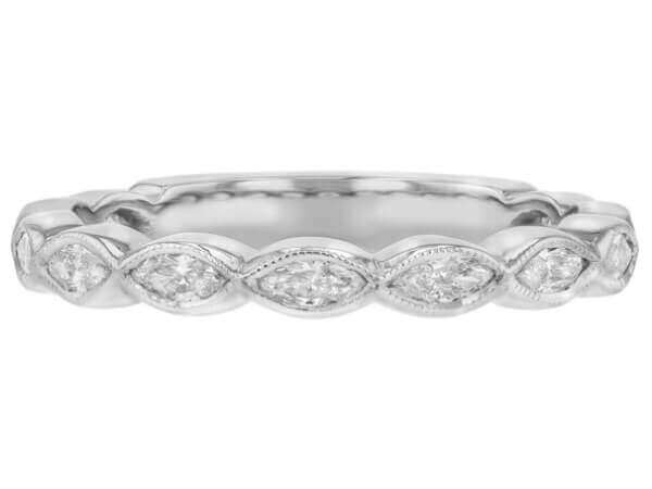 A close-up of a Ladies Marquise Diamond Wedding Band C1069.