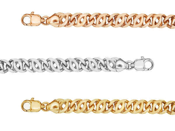 Three different styles of Men’s unique 9ct Gold Bracelets C1126.