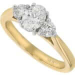 Oval Diamond Trilogy Engagement Ring C380 in yellow gold.