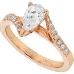 18ct Rose Gold Engagement Ring with Pear Diamond and swept band