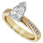 A Pear Diamond Engagement Ring with Channel set Diamond Band C673 in yellow gold, featuring a channel set diamond band.