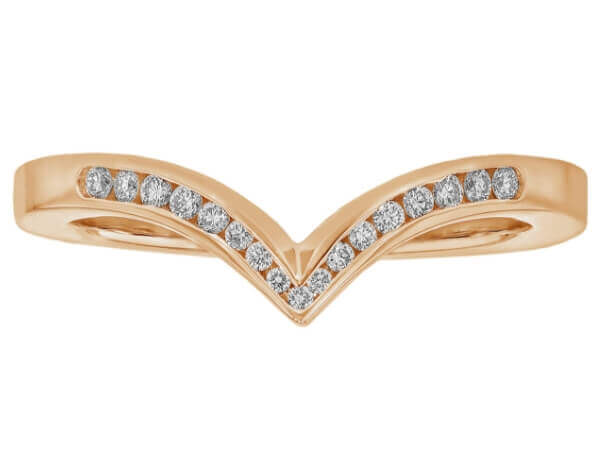 A rose gold Pointed Diamond Wedding Ring with Channel Setting C1068 - Top view