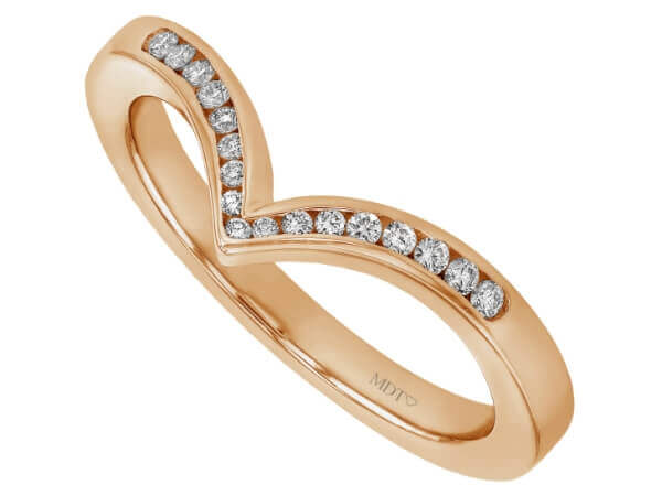 A rose gold Pointed Diamond Wedding Ring with Channel Setting C1068
