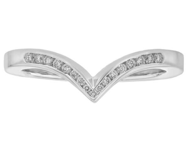 A white gold Pointed Diamond Wedding Ring with Channel Setting C1068 - Top view