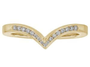 A yellow gold Pointed Diamond Wedding Ring with Channel Setting C1068 - Top view