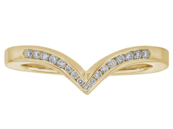 A yellow gold Pointed Diamond Wedding Ring with Channel Setting C1068 - Top view