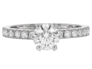 A stunning round diamond engagement ring crafted from exquisite 18ct white gold -Top view