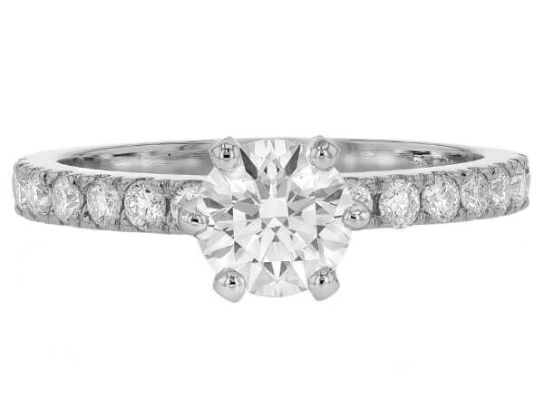 A stunning round diamond engagement ring crafted from exquisite 18ct white gold -Top view