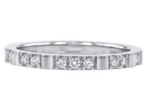A Spaced Claw Set Diamond Wedding Band in White Gold C991 with diamonds in the center.