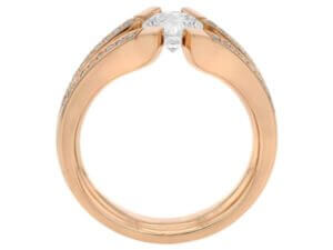 A Split Band Diamond Tension Set Ring C1042 rose gold engagement ring with an oval cut diamond.