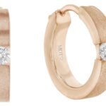 A pair of Tension Set Diamond Hoop Earrings in 18ct rose gold C589.