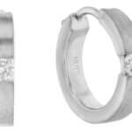 A pair of Tension Set Diamond Hoop Earrings in 18ct white gold C589.