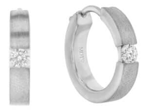 A pair of Tension Set Diamond Hoop Earrings in 18ct white gold C589.
