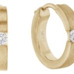 A pair of Tension Set Diamond Hoop Earrings in 18ct yellow gold C589.