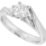 A 18ct white gold engagement ring with a round solitaire diamond.