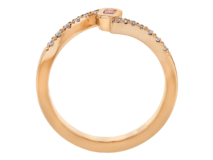 bezel set pink diamond ring with diamond band c798