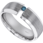 blue diamond tension style ring with bevelled edges c942