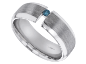 blue diamond tension style ring with bevelled edges c942