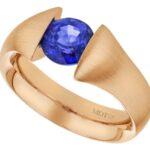 blue sapphire tension set ring with flared band c1221