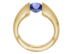 blue sapphire tension set ring with flared band c1221