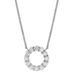 circle claw set diamond pendant necklace c591