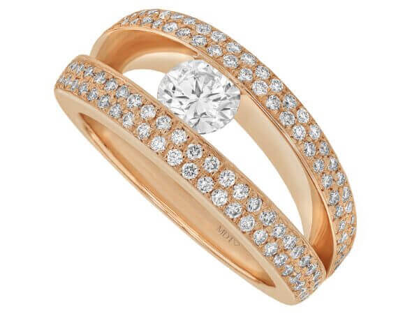 diamond tension set design with grain set split band c952
