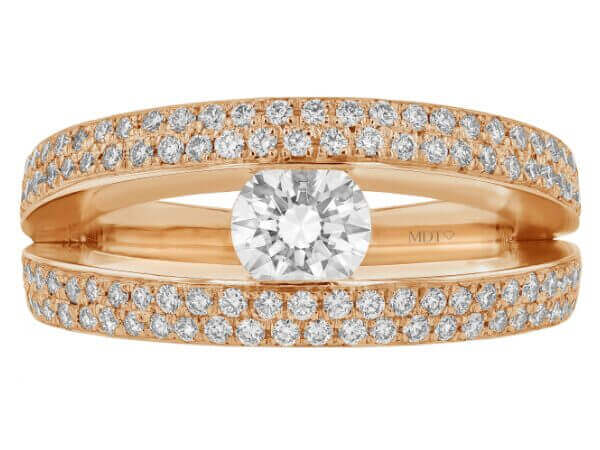 diamond tension set design with grain set split band c952