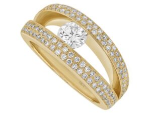 diamond tension set design with grain set split band c952