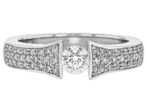 diamond tension set ring with pave set band c1016