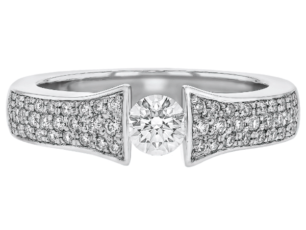 diamond tension set ring with pave set band c1016