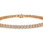 half bezel set diamond tennis bracelet in 18ct rose c609