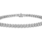 half bezel set diamond tennis bracelet in 18ct White gold c609