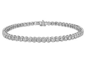 half bezel set diamond tennis bracelet in 18ct White gold c609