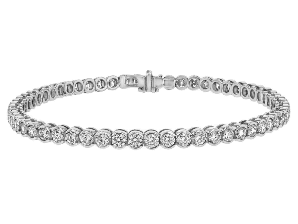 half bezel set diamond tennis bracelet in 18ct White gold c609
